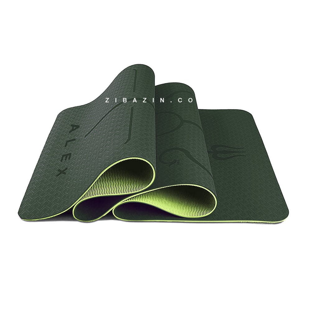 6-green-a مت یوگا حرفه ای الایمنت (TPE) دو لایه 8 میل : سبز + بند حمل رایگان - تصویر 1