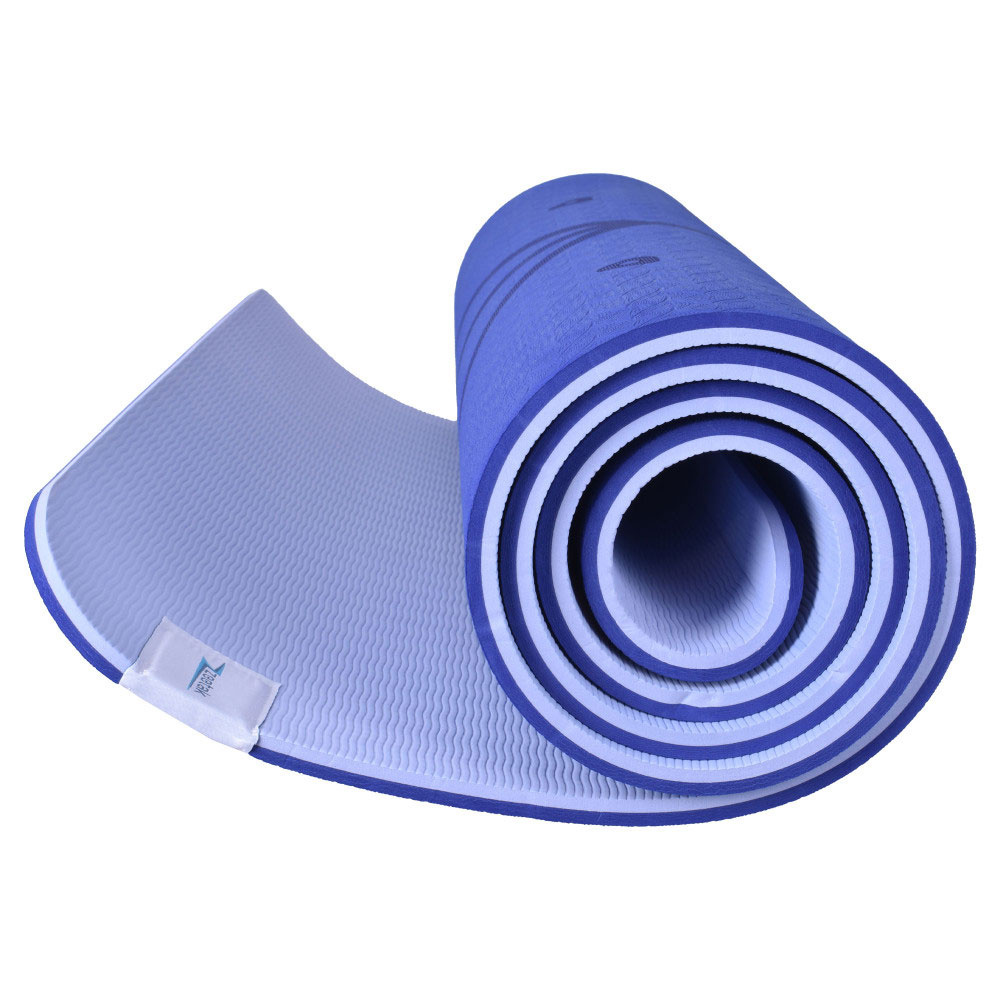 abi-1-zeetak مت یوگا فوق حرفه ای الایمنت (TPE) دو لایه 6 میل : آبی کاربنی + کاور و بند رایگان - تصویر 1