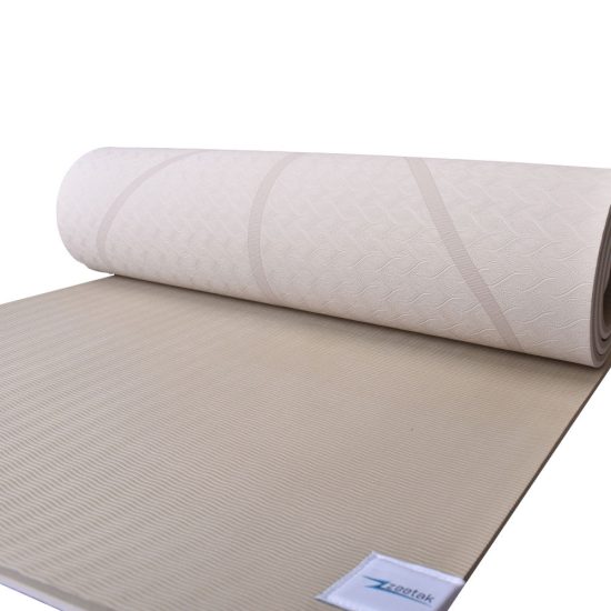 مت یوگا فوق حرفه ای الایمنت (TPE) دو لایه 6 میل : شیری + کاور و بند رایگان - تصویر 5